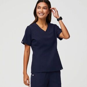 Amapa Slim Navy Scrub Top, Figs Size Small
